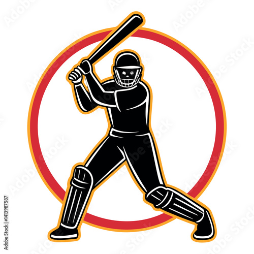 Cricket batsman swinging for a shot black colour. 