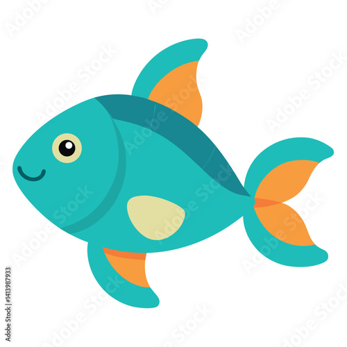 Cute fish drawing on white background 