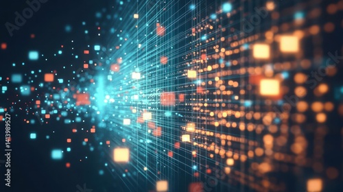 Wallpaper Mural Digital data particles moving through a network of interconnected pathways Torontodigital.ca