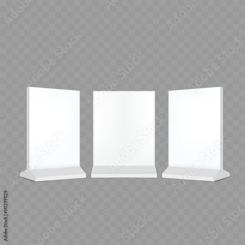 White Display Stands Blank Mockup - Vector