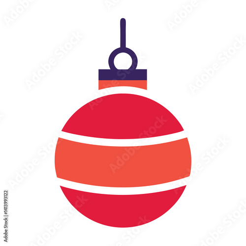 Hanging bauble ornament vector icon on white background.