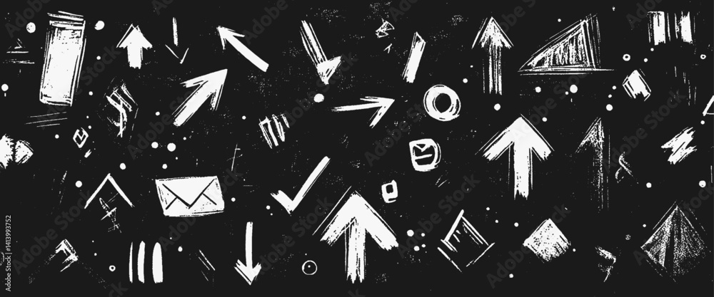 Vector white and black seamless hand draw geometric ink stroke texture Vector white and black seamless hand draw geometric ink stroke texture