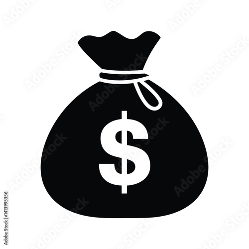  Money Bag Silhouette Vector, Money Bag Clipart, Money bag icon 