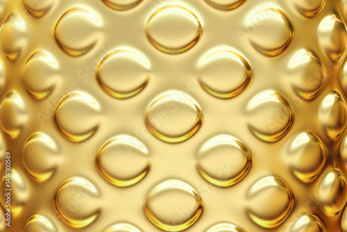 Obraz na płótnie Glossy embossed gold texture with abstract circular forms, creating rich and elegant surface perfect for luxury packaging, 3d rendering w salonie