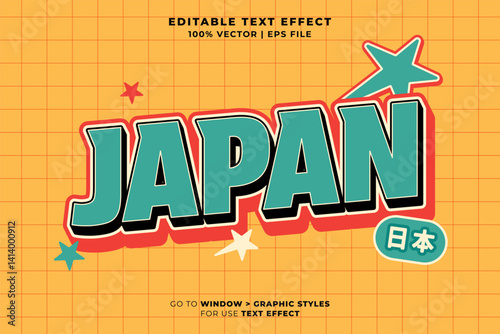 Japan Tokyo Japanese Editable Text Effect 3d Cartoon Template Style Premium Vector. Vector logo icon