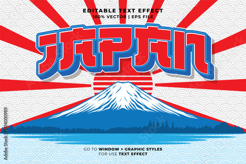 Japan Tokyo Japanese Editable Text Effect 3d Cartoon Template Style Premium Vector. Vector logo icon