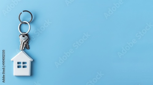 Exploring mortgage and real estate investment  close up of house keys on a blue background