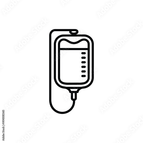 IV bag icon Flat art in black and white isolated