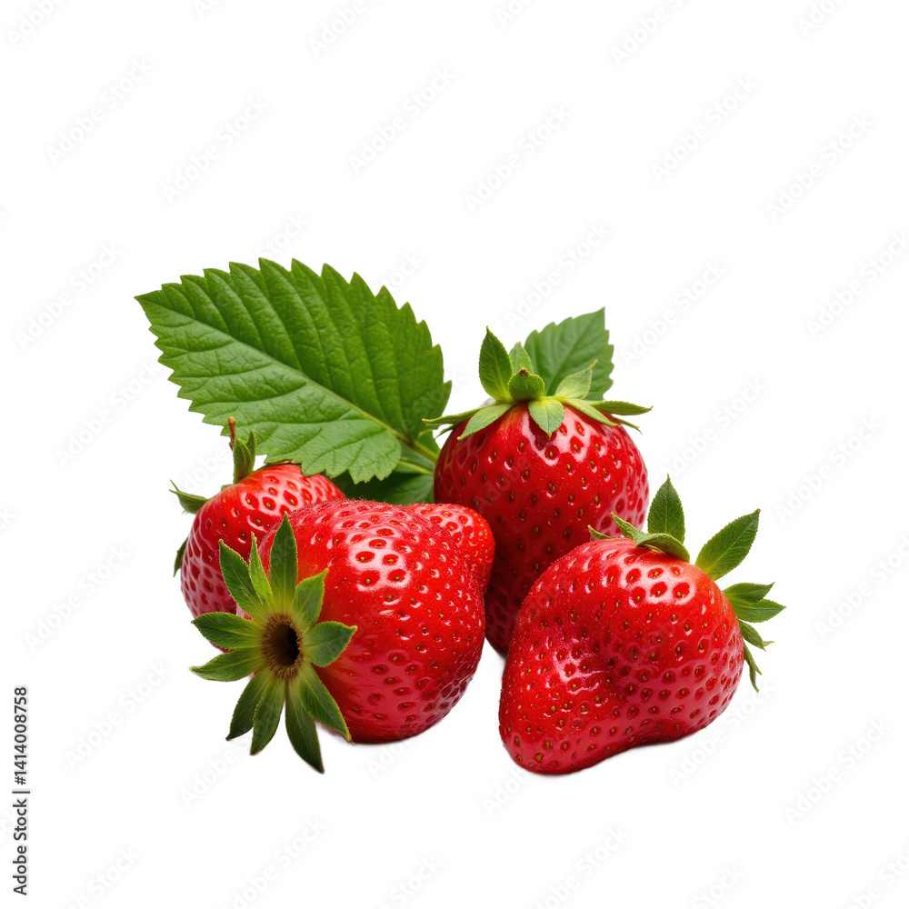 Fresh strawberries with green leaves on a transparent background. Fresh strawberries with green leaves on a transparent background.