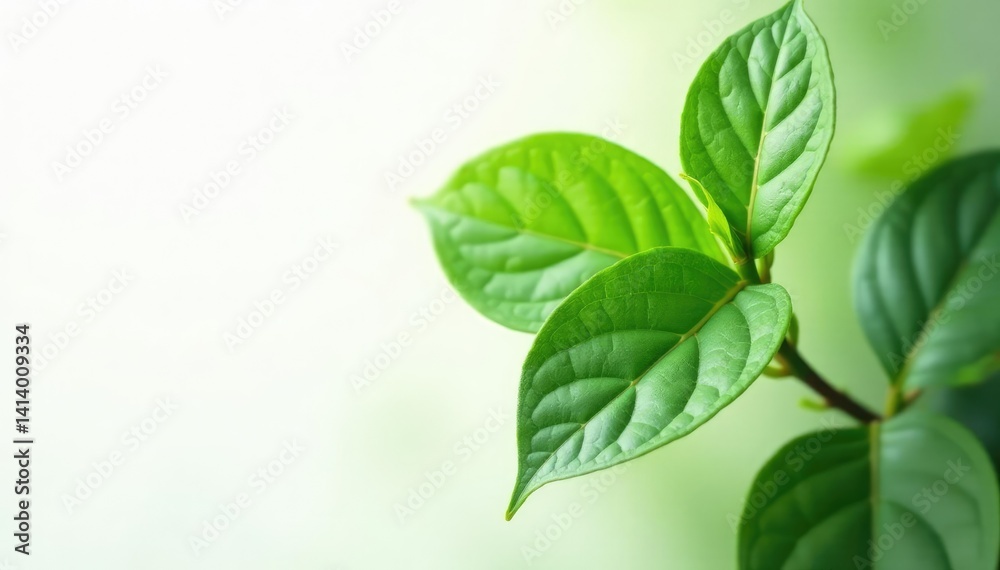 Green leafy plant on white background with subtle texture and natural light, isolated, botanical, white background Green leafy plant on white background with subtle texture and natural light, isolated, botanical, white background