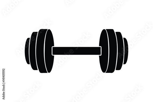 Dumbbell icon silhouette on white background