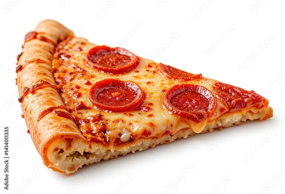 Realistic Pepperoni Pizza Slice with Melted Cheese and Crispy Crust on White Background, 32k Resolution Realistic Pepperoni Pizza Slice with Melted Cheese and Crispy Crust on White Background, 32k Resolution