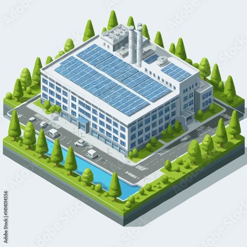 Isometric factory building