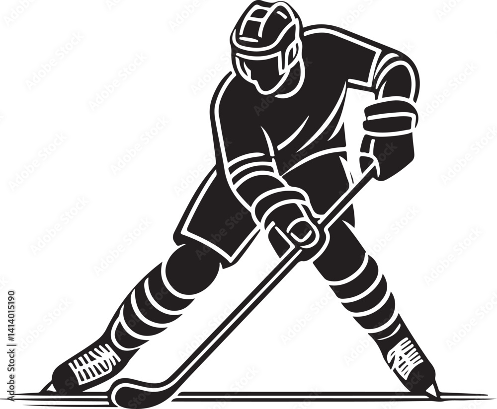 Obraz premium Hockey Player in Action Silhouette Vector