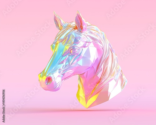 Holographic Horse Head, Pink Studio photo