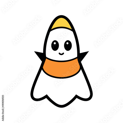 Cute cartoon candy corn with a happy expression.