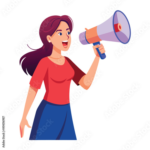 young woman shouting through megaphone 