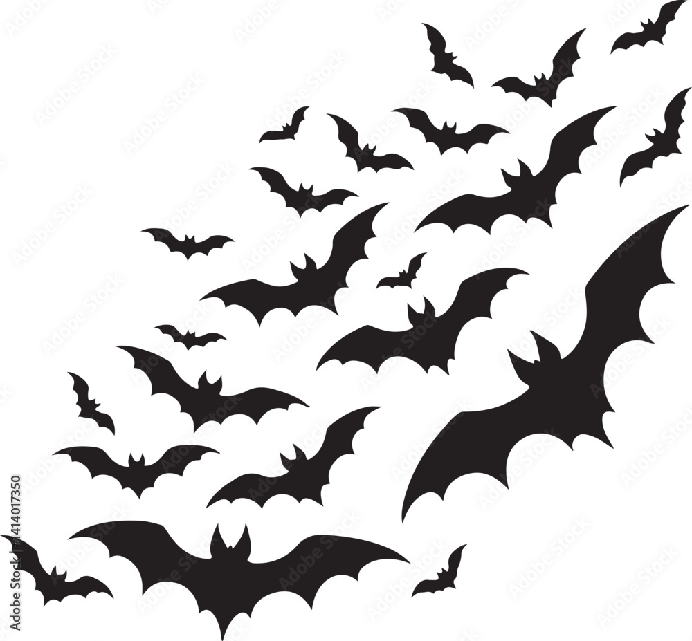 Bat Silhouette Group Halloween Vector Bat Silhouette Group Halloween Vector