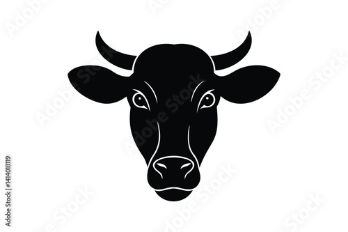 Cow head icon silhouette on white background