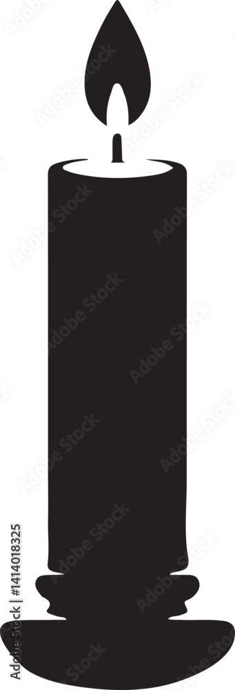 Simple Candle with Flame Silhouette Design Simple Candle with Flame Silhouette Design