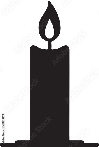 Classic Burning Candle Silhouette Vector