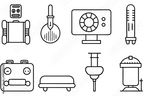 radiology equipment line art creative design of x-ray devices