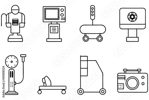 radiology equipment line art high-quality diagnostic tools vector art