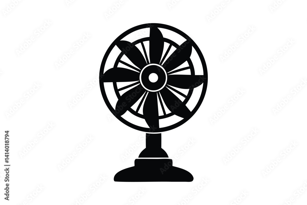 Desk fan icon silhouette Desk fan icon silhouette