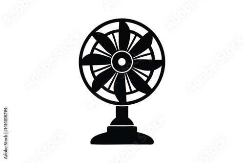 Desk fan icon silhouette