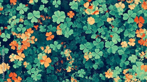 Vibrant green clover leaf pattern artistic nature background image four plant lucky style print photo