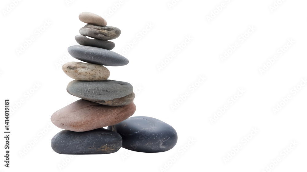 Stack of Smooth Beach Stones in Perfect Balance Transparent Background Stack of Smooth Beach Stones in Perfect Balance Transparent Background