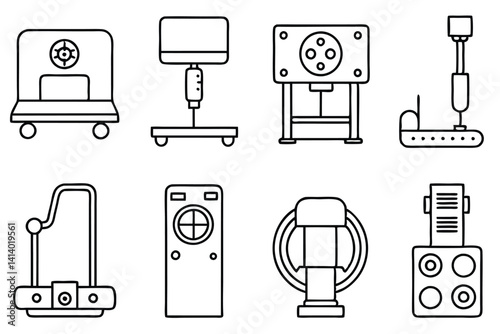 radiology equipment line art detailed x-ray machines technical drawing