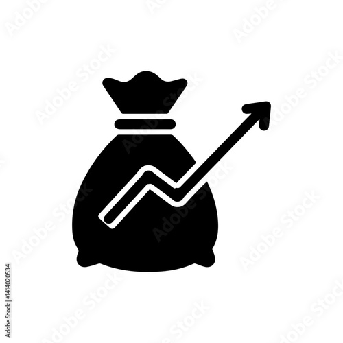 Money bag with graph icon representing financial growth and development