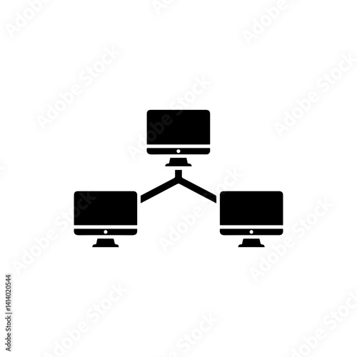 Network of computers icon representing technology and communication in business