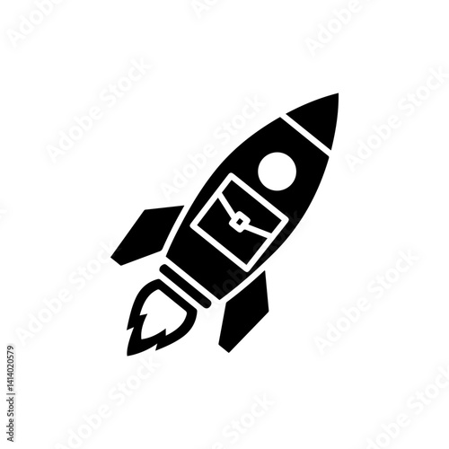 Rocket with business briefcase symbolizing rapid business growth