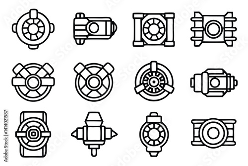 titanlifter turbo line art sleek mechanical tech drawing