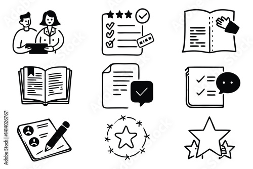 peer review process line art minimalistic illustration design