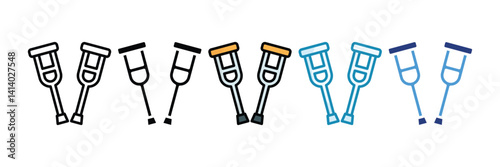 Crutches Icon Set Multiple Style Collection