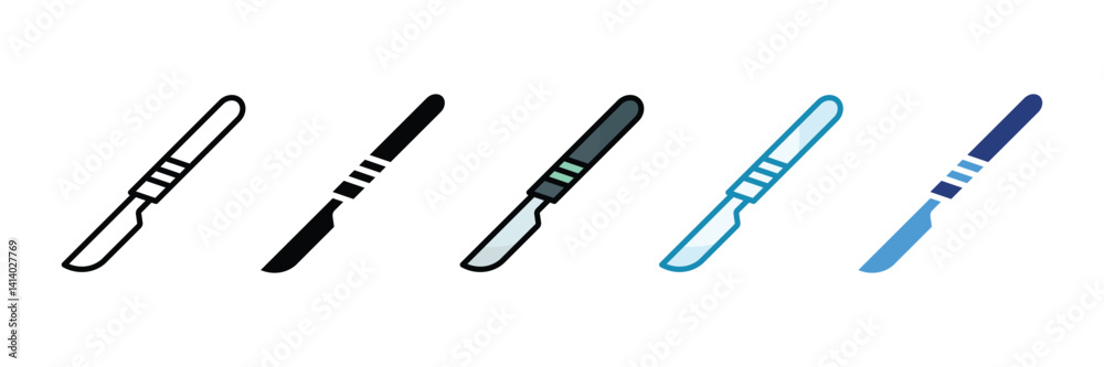 Scalpel Icon Set Multiple Style Collection Scalpel Icon Set Multiple Style Collection