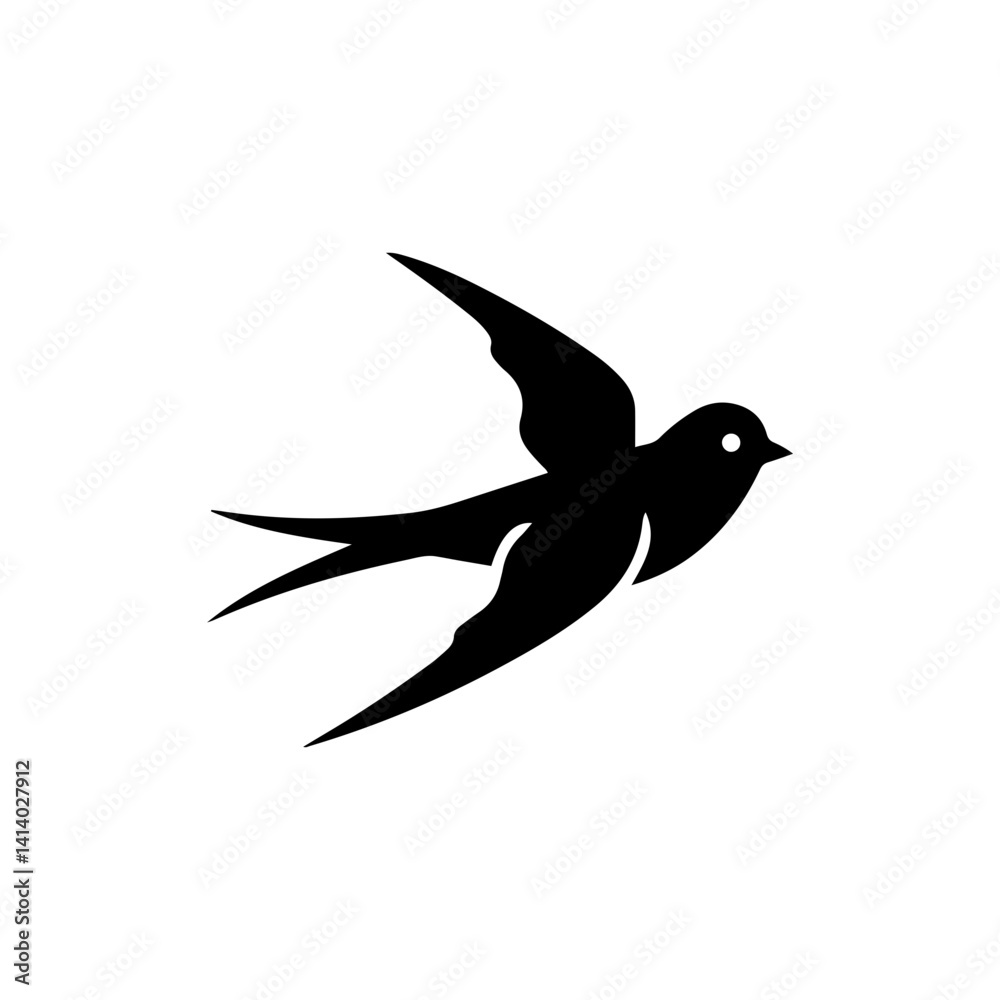 Naklejka premium Bird with long narrow body symbolizing a swallow or swift