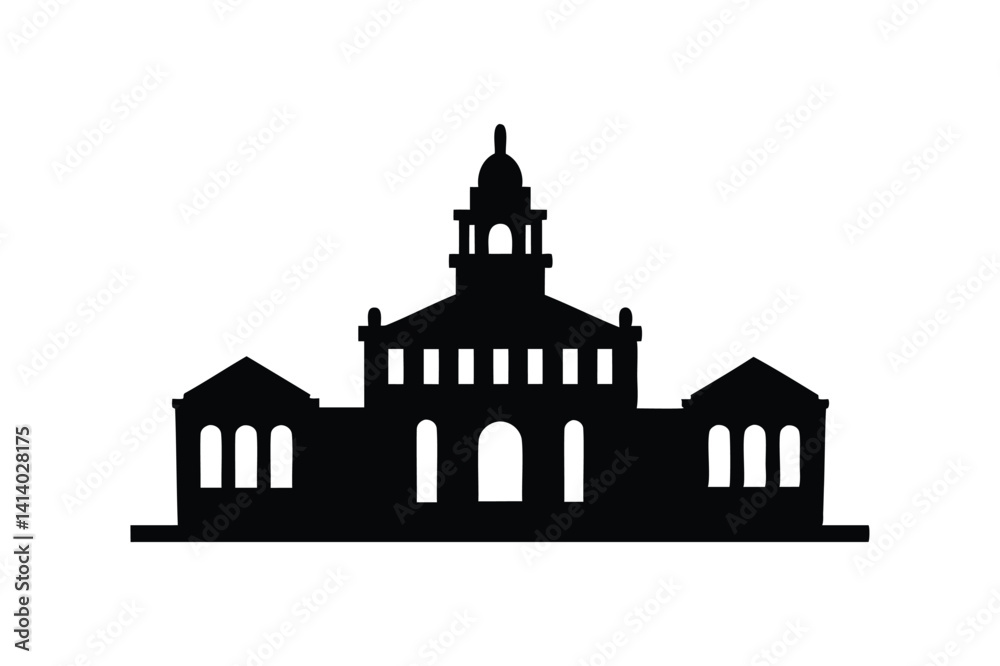 Historic building icon silhouette on white background Historic building icon silhouette on white background