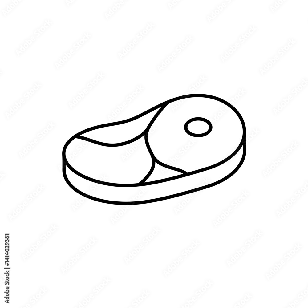 Steak icon in isometric outline style Steak icon in isometric outline style
