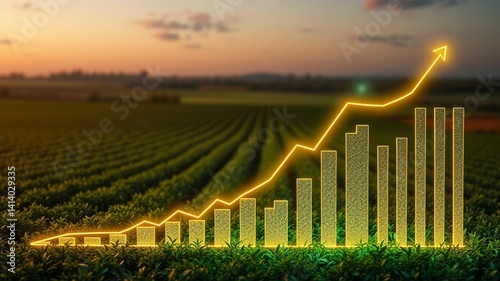 Business graph rising with agriculture economy setting
