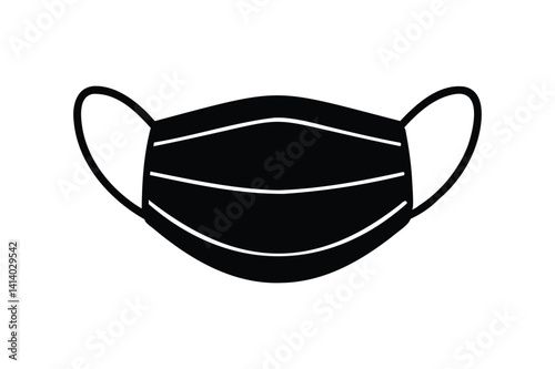 Medical face mask icon silhouette