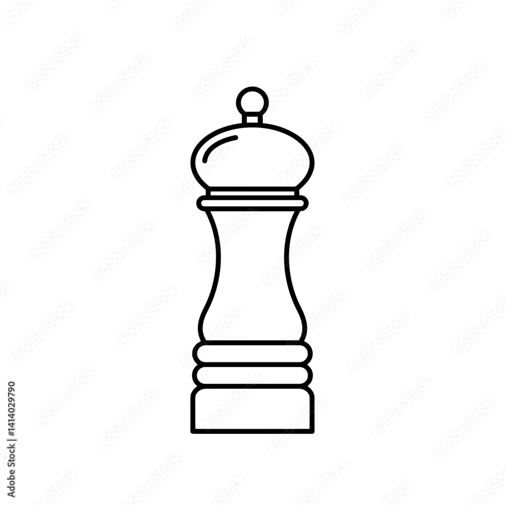 Pepper grinder icon in outline hand-drawn style Pepper grinder icon in outline hand-drawn style