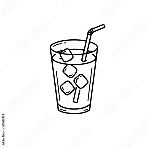 Glass of cold drink with ice cubes icon