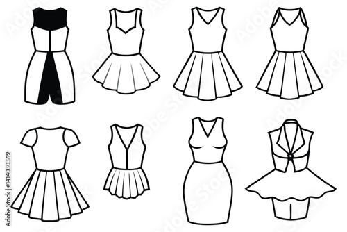 peplum dress line art detailed sketch modern feminine design
