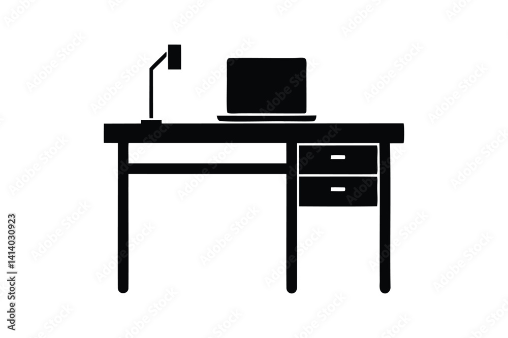 Office desk icon silhouette Office desk icon silhouette