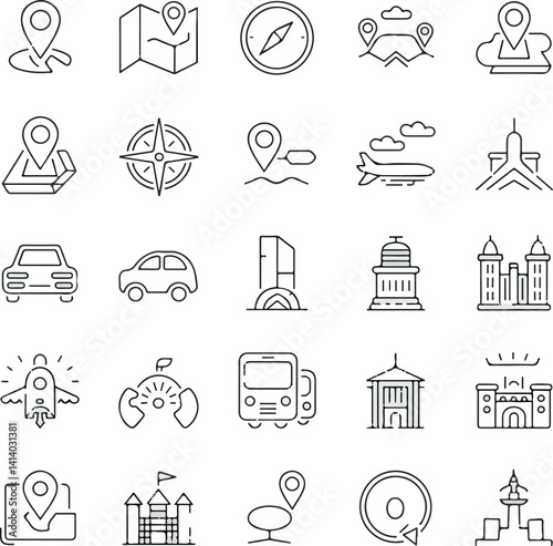 Business and Finance Icon Set with Symbols for Web Money Travel and Shopping