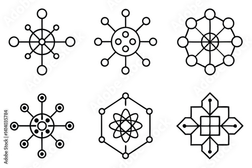 quantum computer line art advanced science and technology vision.